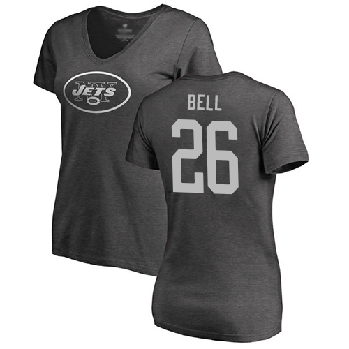 New York Jets Ash Women LeVeon Bell One Color NFL Football #26 T Shirt->women nfl jersey->Women Jersey